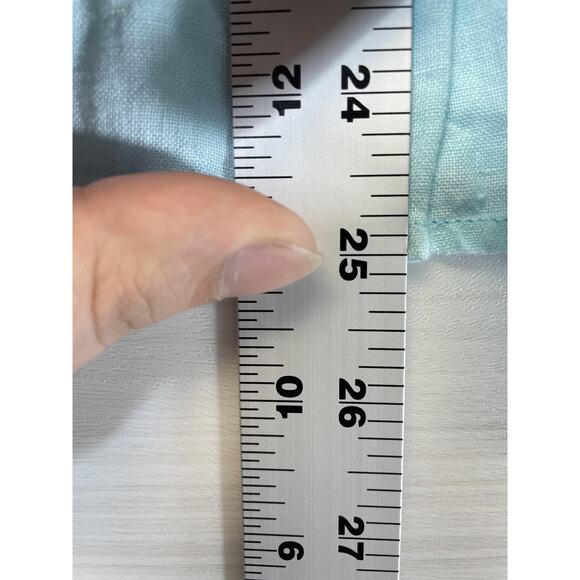 Talbots Shirt Womens 1X Petite Light Blue Irish Linen Pintuck Button Front Top - Picture 4 of 8